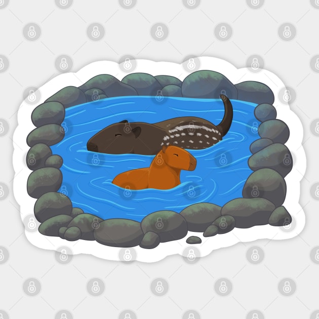 Capybara Hot Spring Sticker by DeguArts